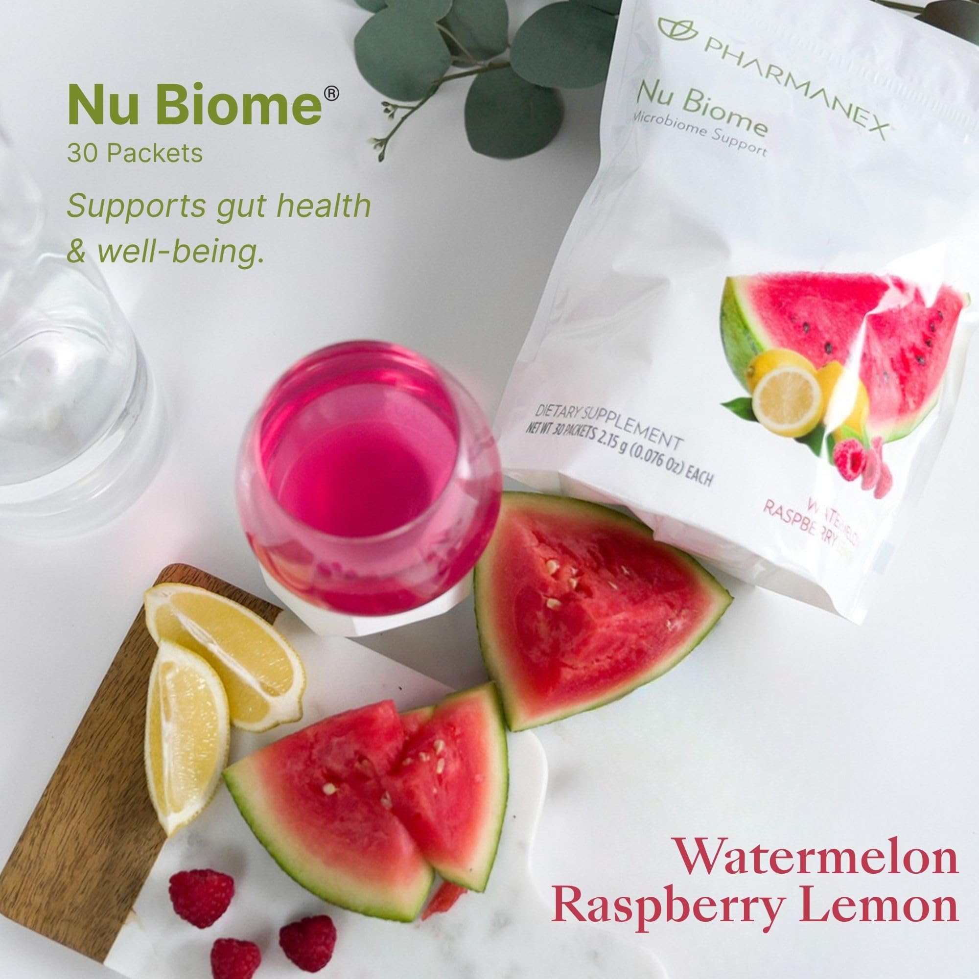 Nu Skin Nu Biome sobre abierto mostrando el empaque individual y conveniencia