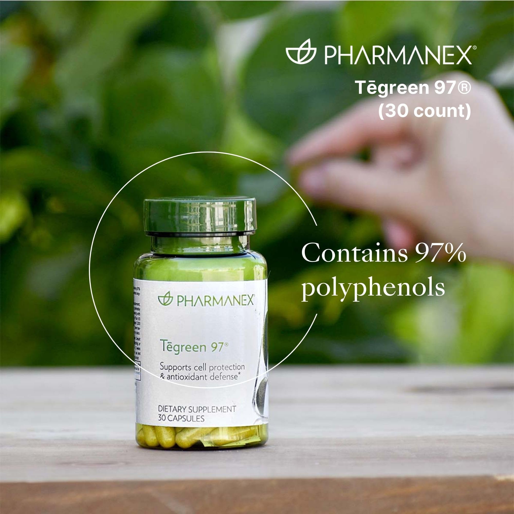 Nu Skin cápsula abierta detalle del extracto, destaca pureza y dosificación segura