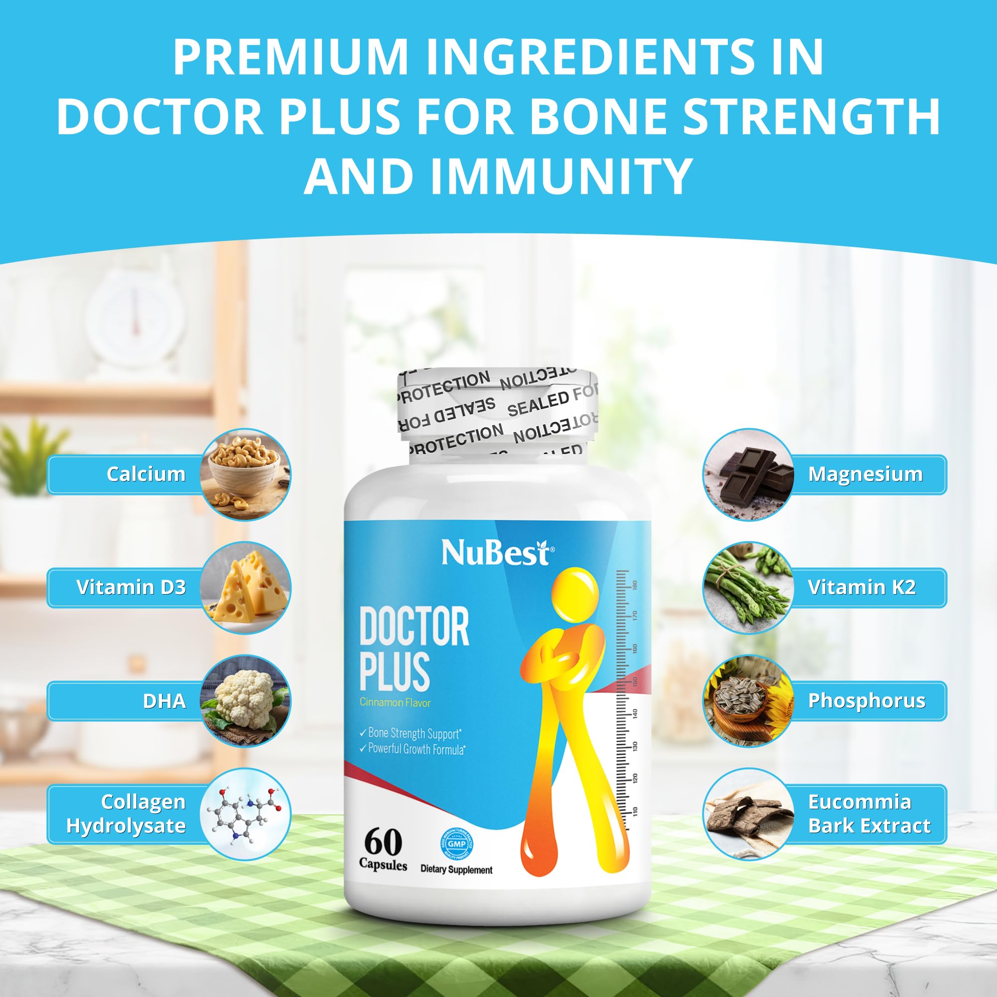 NuBest Doctor Plus cápsula en primer plano mostrando color y tamaño para ingestión fácil