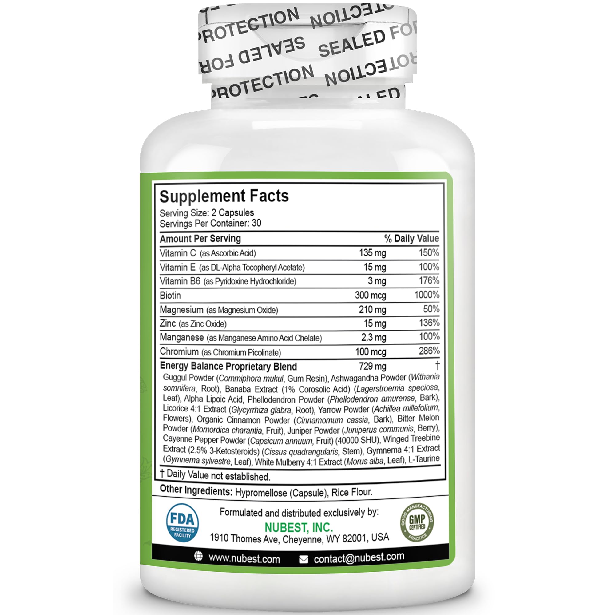 NuBest sello manufactura USA destacando control de calidad y confianza