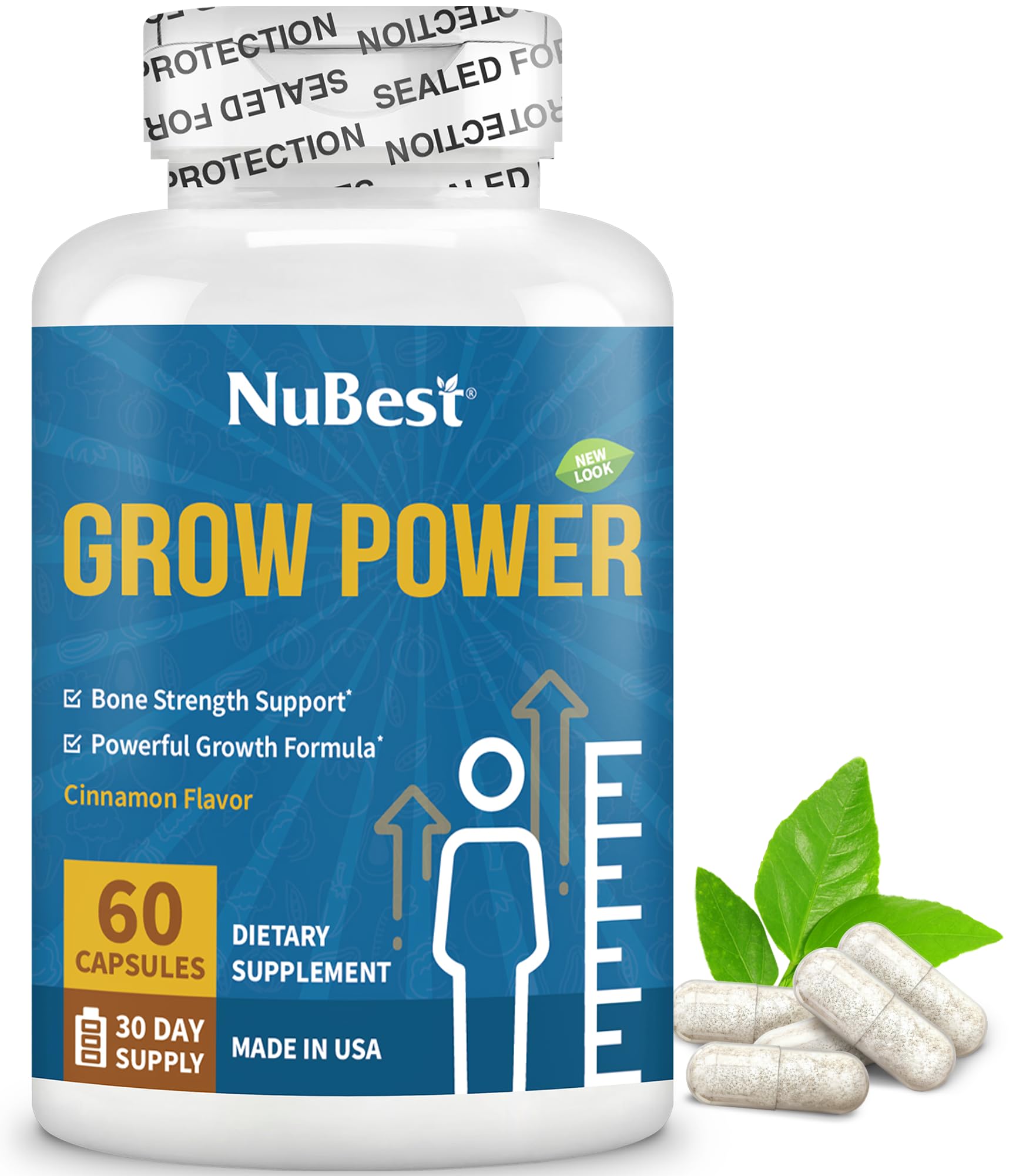 NuBest Grow Power vista frontal del envase mostrando formulación y beneficio óseo