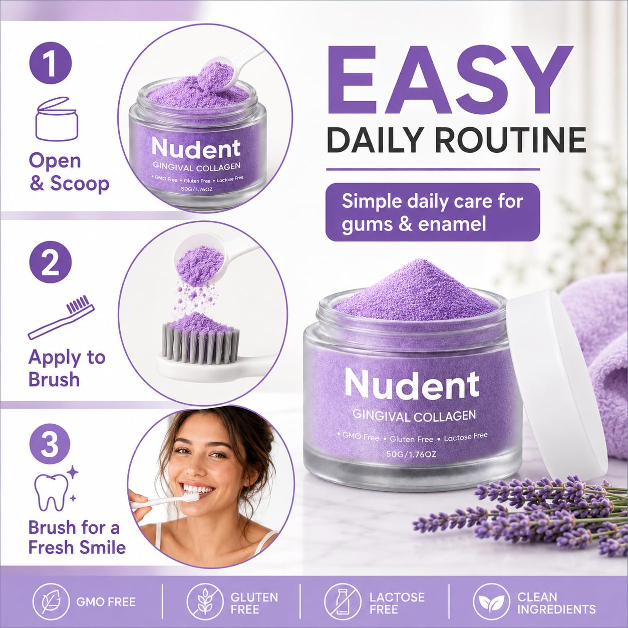 Nudent Collasmile comparación de tamaño 50g para referencia de uso