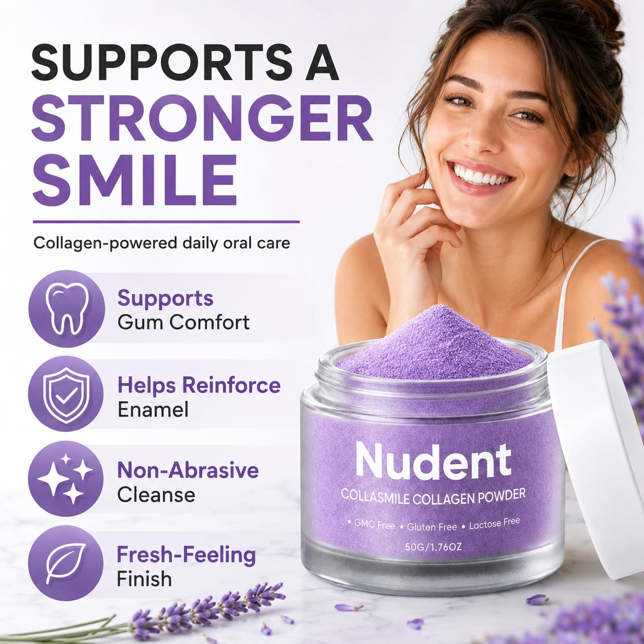 Nudent Collasmile rótulo legible con indicaciones de uso y precauciones