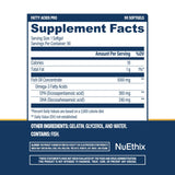 NuEthix Formulations etiqueta y tabla de suplementos mostrando EPA y DHA claros