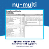 NuEthix Formulations Nu-Multi en mano para comparar escala y tomar con facilidad