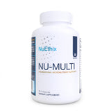NuEthix Formulations frasco Nu-Multi vista frontal mostrando el envase y beneficio de confianza