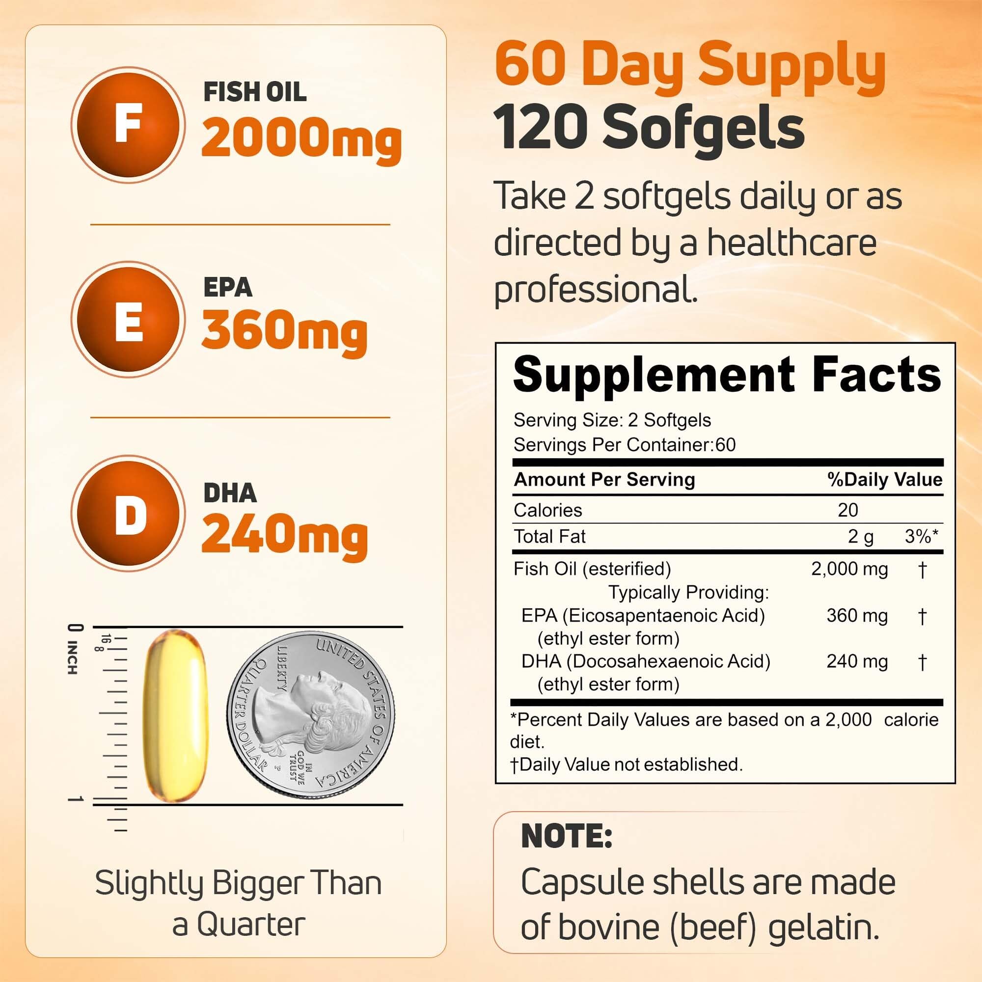 NUELATION etiqueta nutricional mostrando EPA 360mg y DHA 240mg