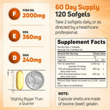 NUELATION etiqueta nutricional mostrando EPA 360mg y DHA 240mg