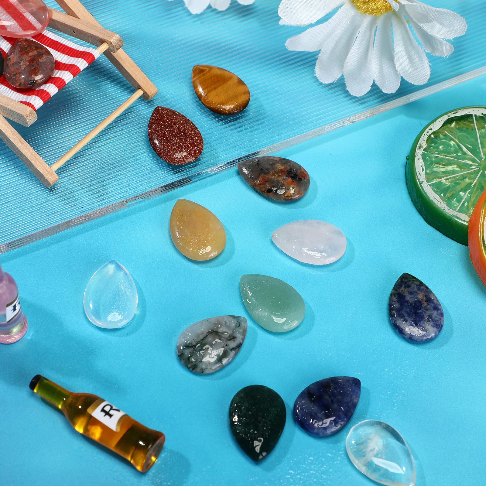 Nuenen piedras en centro de mesa muestran decoración y estética