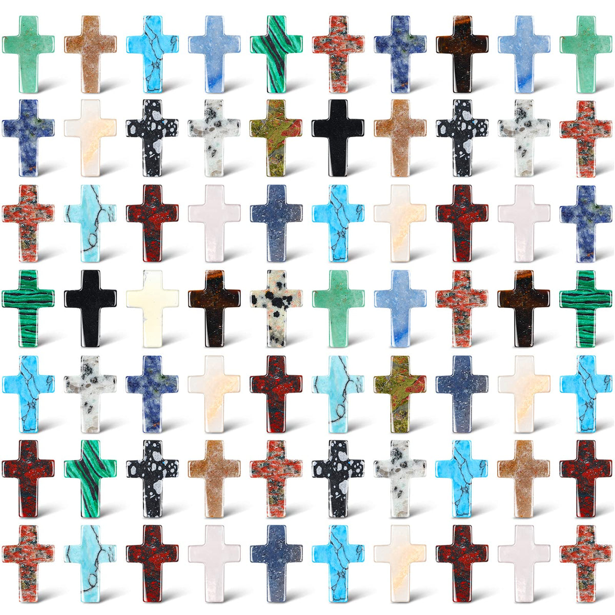 Nuenen paquete de 75 cruces de cristal mostrando cantidad y colores variados, ideal para proyectos