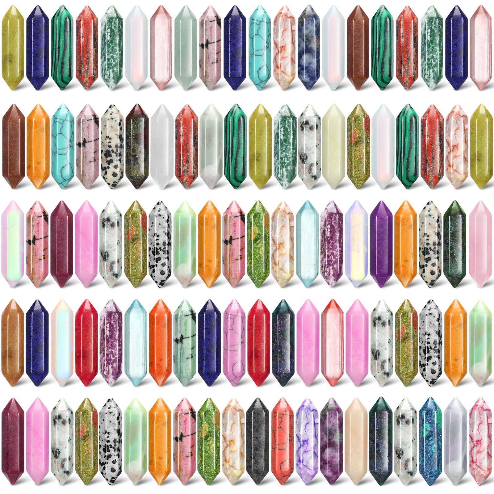 Nuenen paquete frontal con 100 cristales, muestra abundancia y variedad