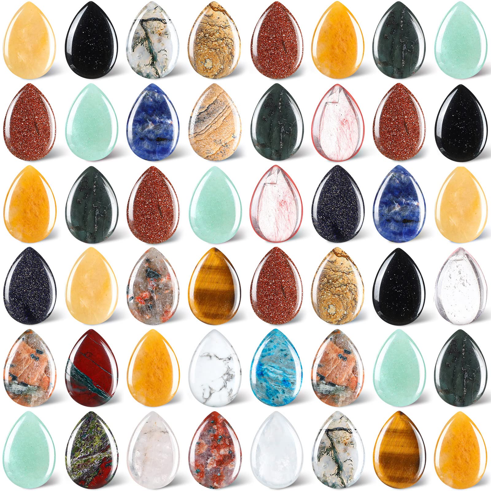 Nuenen pack frontal con 50 piedras lágrima muestra variedad y ahorro