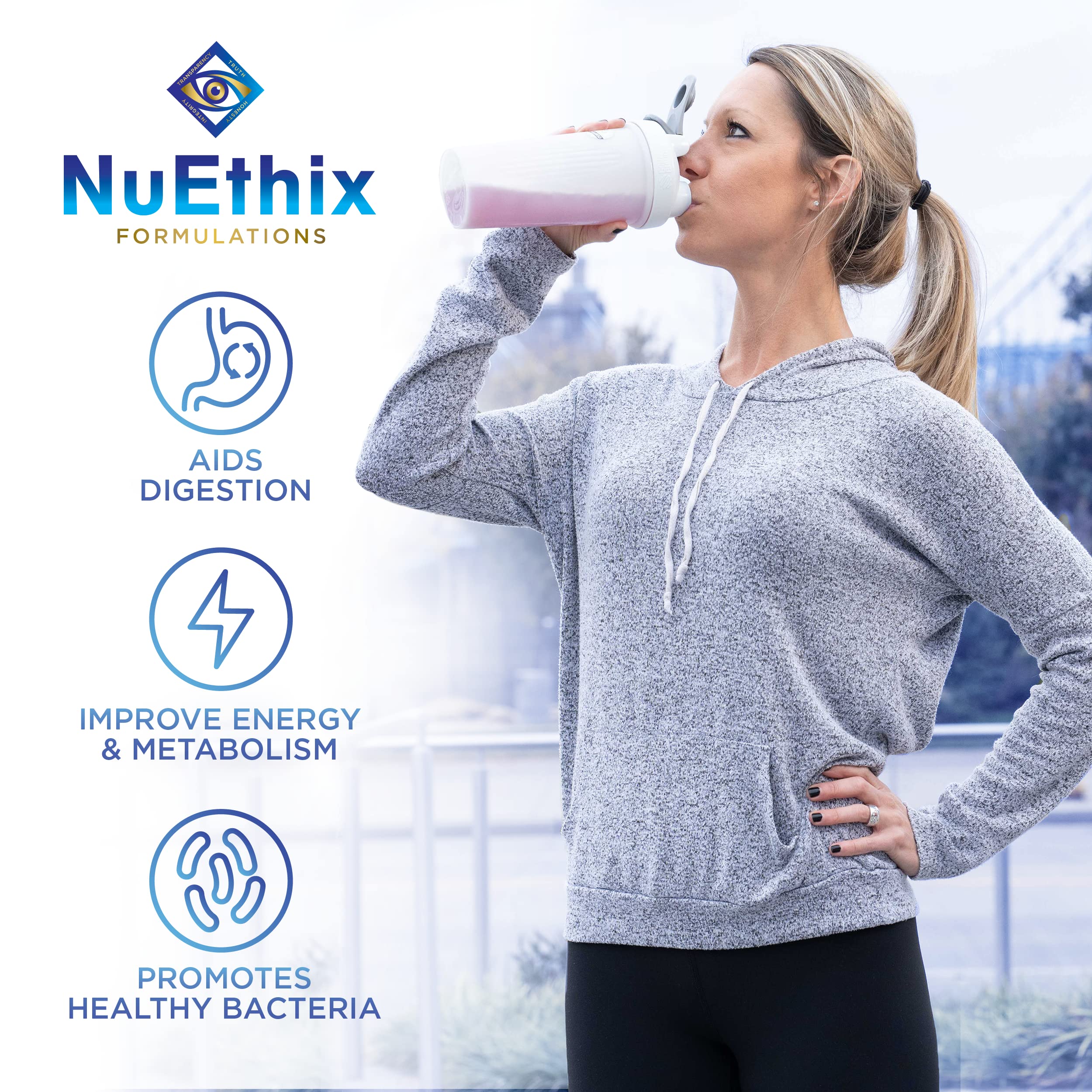 NuEthix Formulations etiqueta nutricional y lista de ingredientes visible