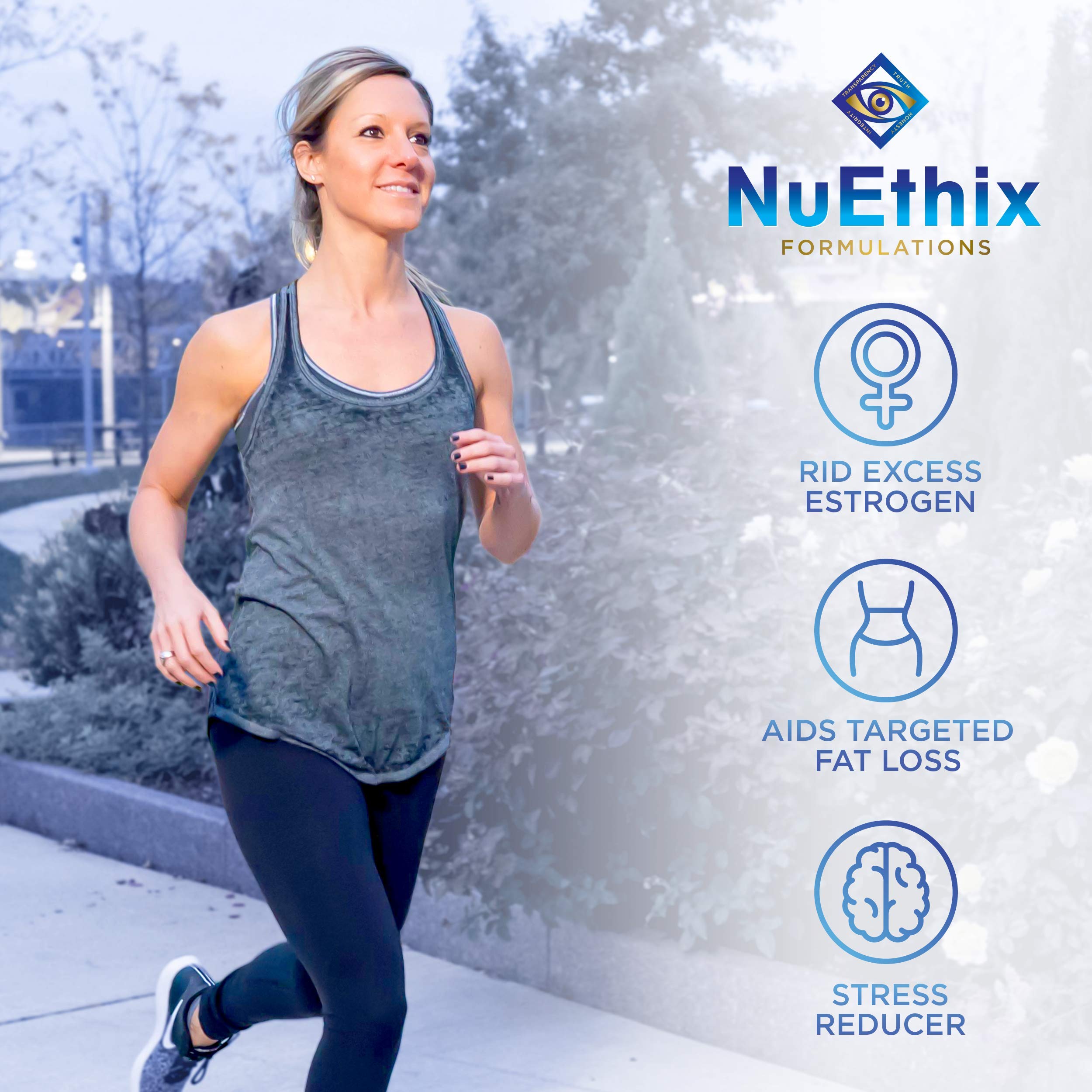 NuEthix Estro-Cort junto a comida saludable para acompañar dieta