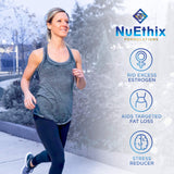 NuEthix Estro-Cort junto a comida saludable para acompañar dieta