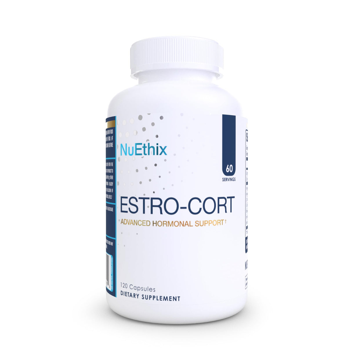 NuEthix Estro-Cort frente del empaque mostrando diseño y beneficios