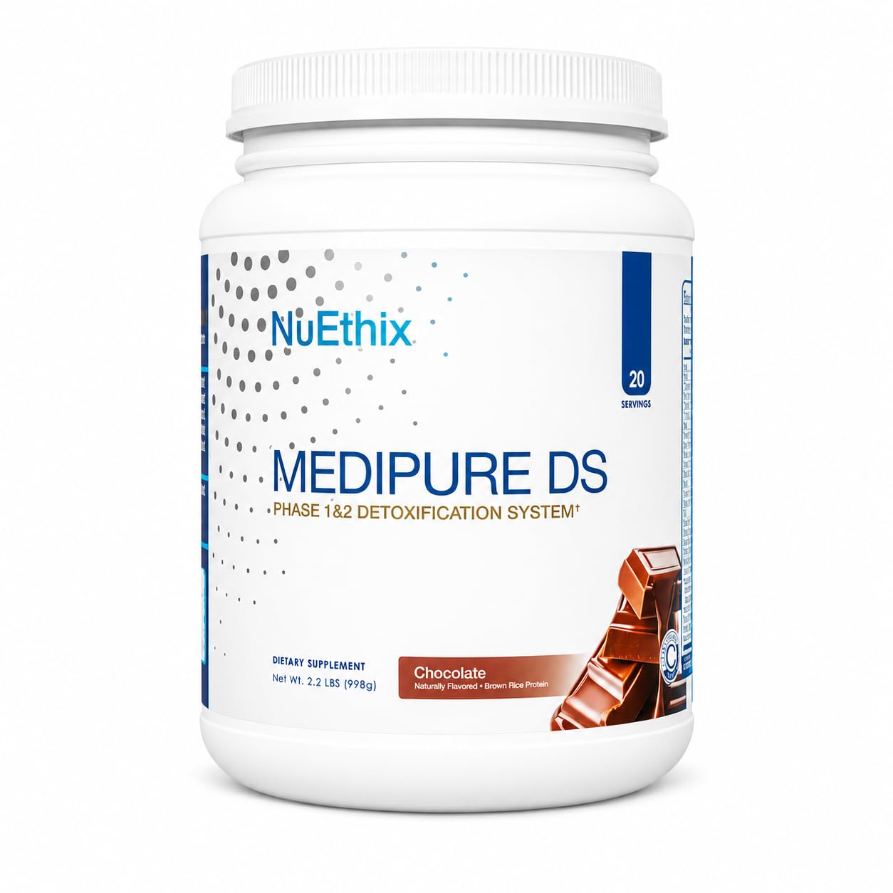 NuEthix Medipure DS frente del empaque mostrando beneficios claros