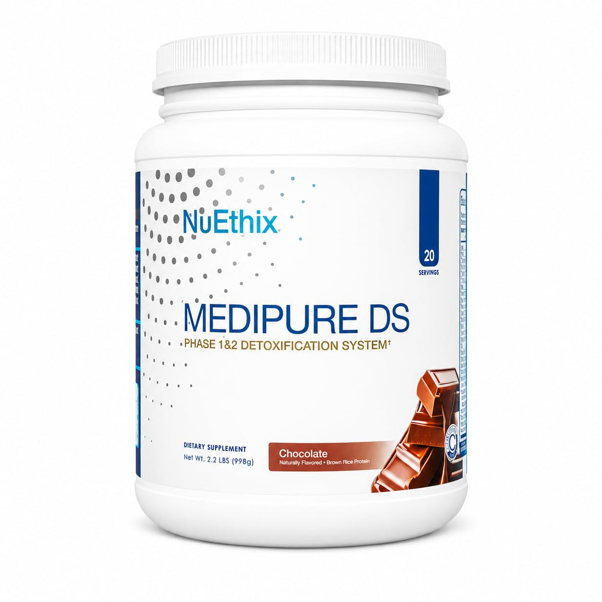 NuEthix Medipure DS frente del empaque mostrando beneficios claros