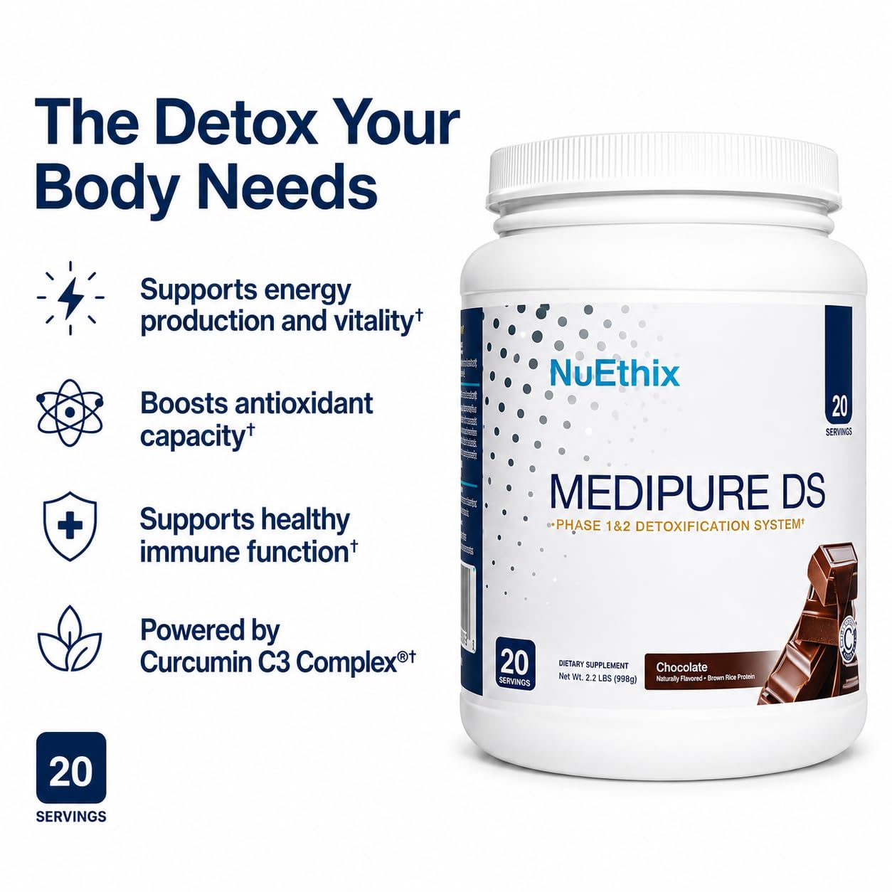 NuEthix polvo de chocolate textura fina con proteína de arroz