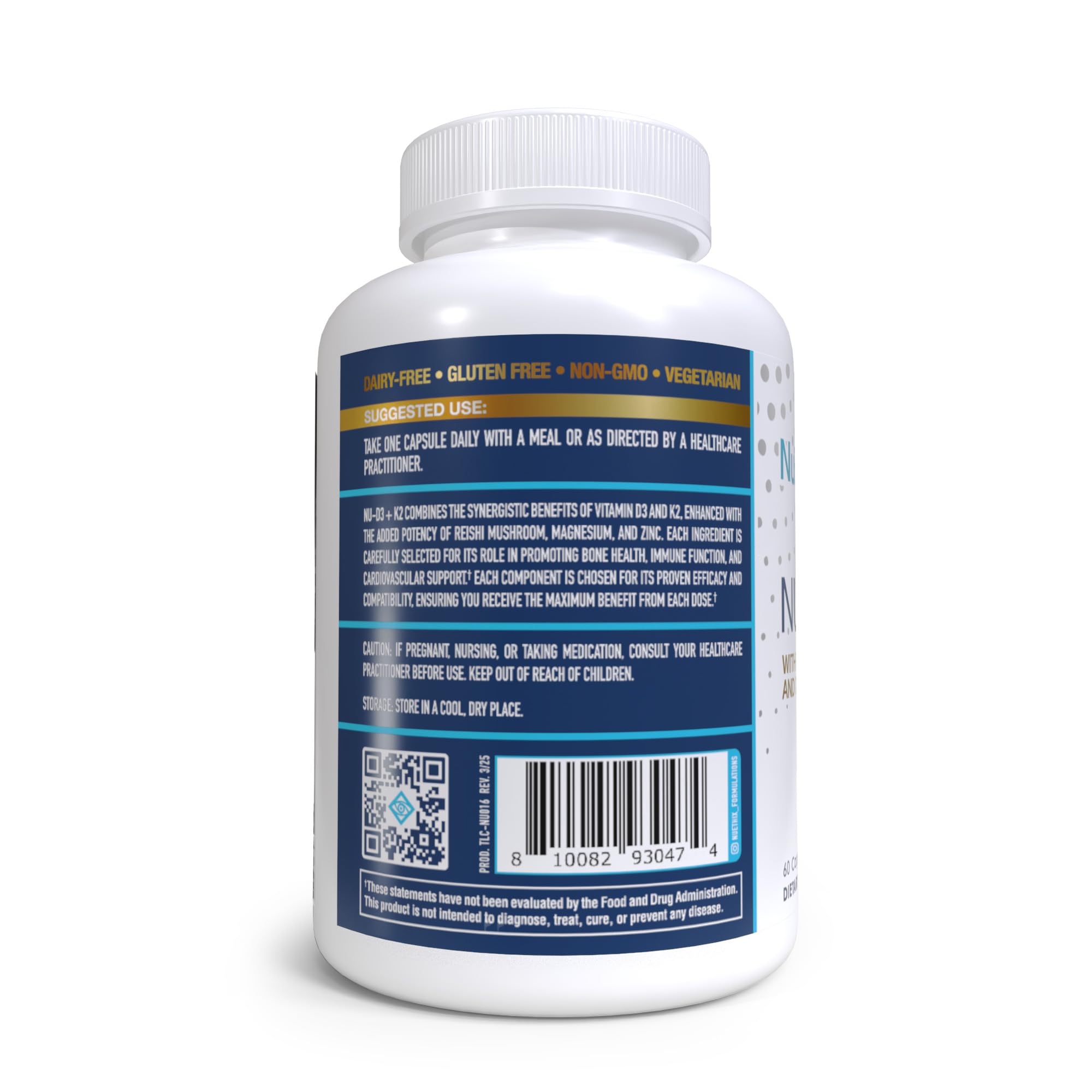NuEthix Formulations etiqueta lateral con información nutricional clara