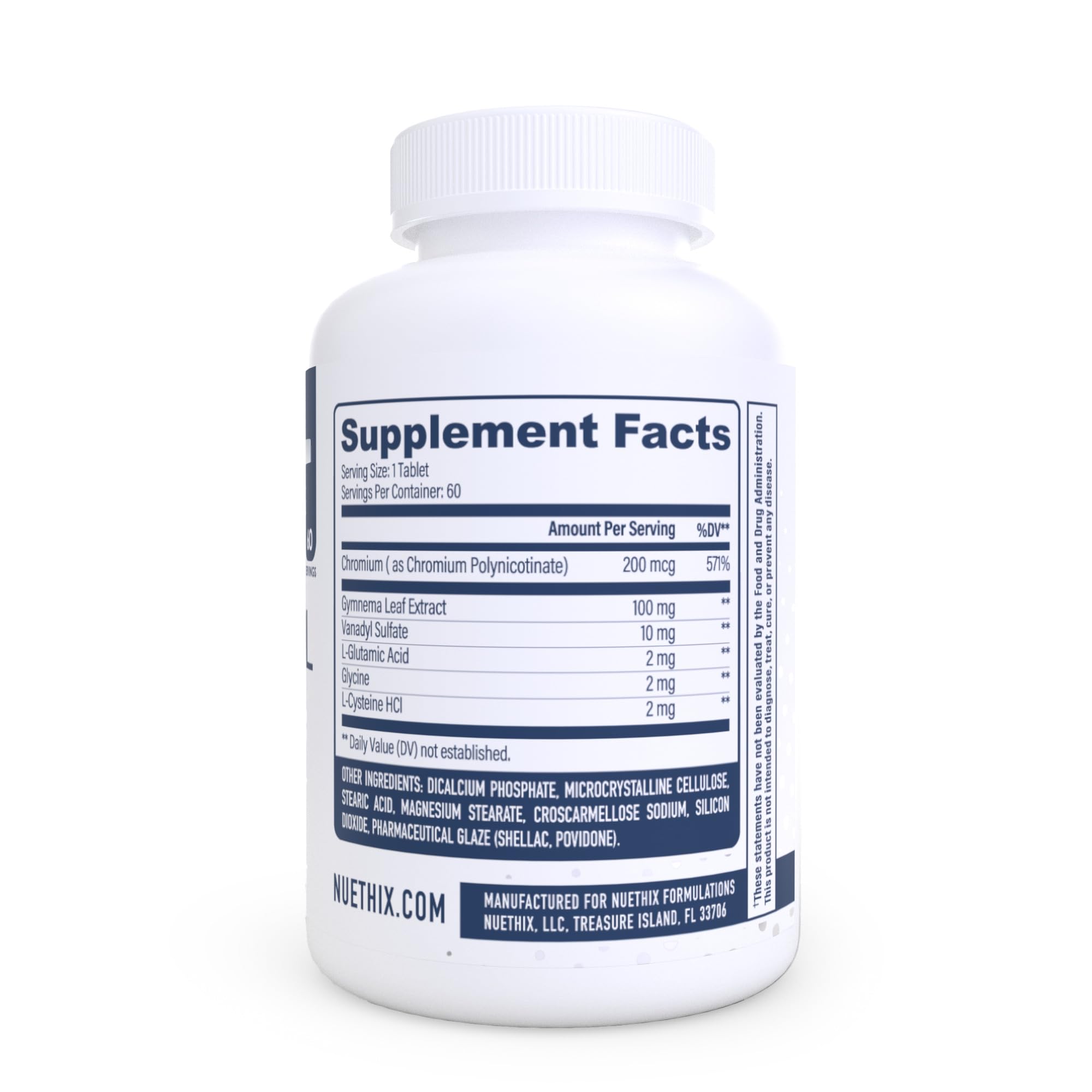 NuEthix SLIN-Trol etiqueta nutricional clara con ingredientes y certificaciones