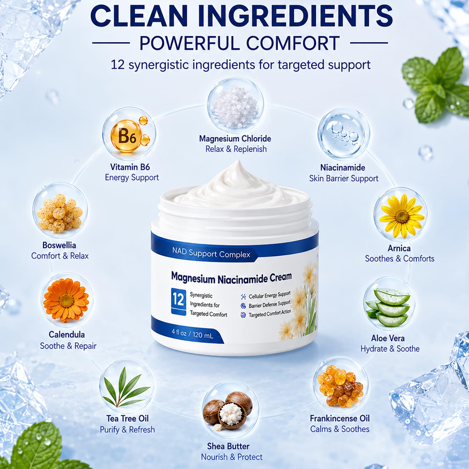NUEVIDA etiqueta con ingredientes clave magnesio niacinamida visible