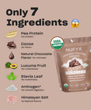 NUFYX batido de chocolate servido, bebida cremosa y baja en calorías
