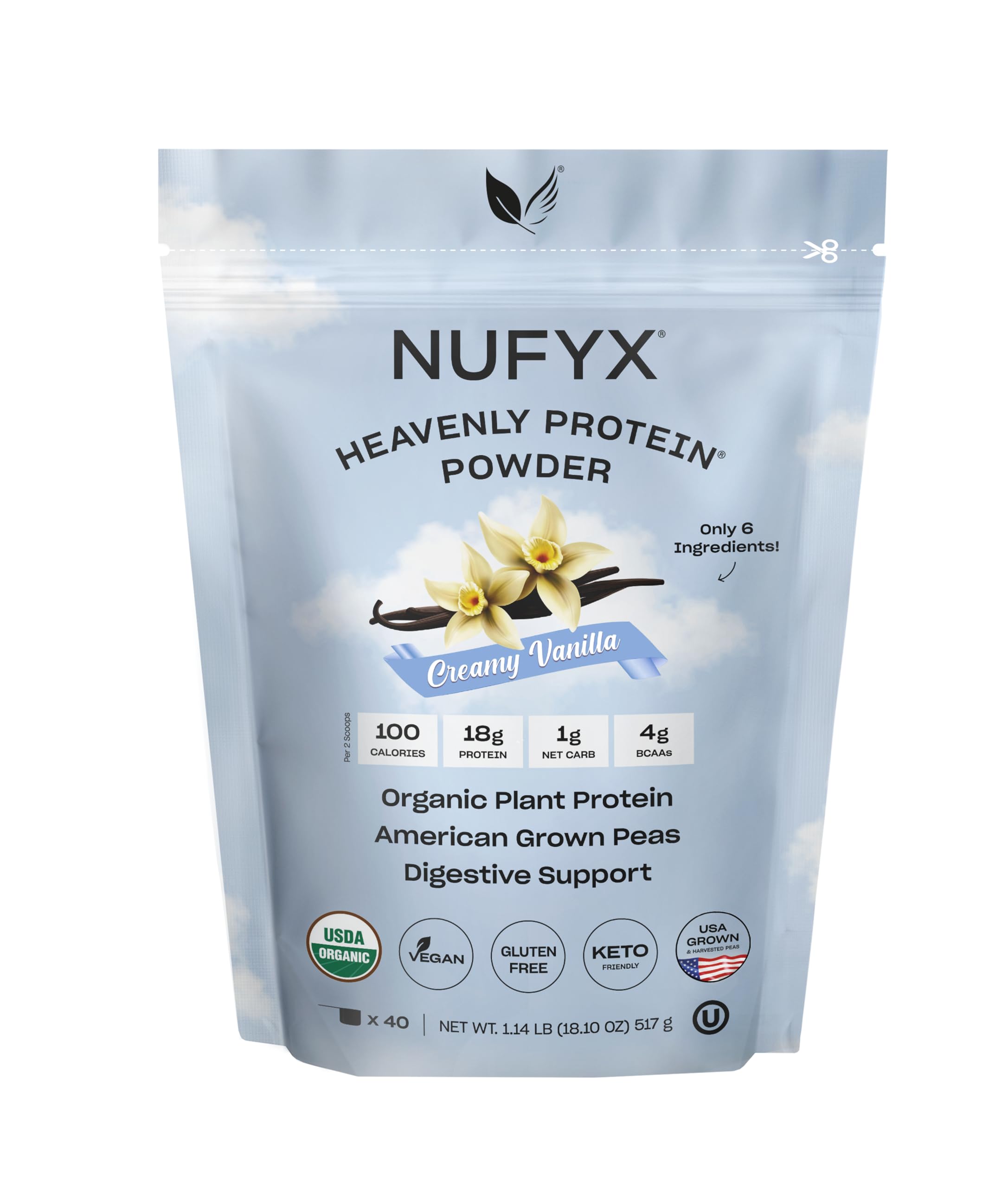 NUFYX envase frontal crema vainilla, alto contenido proteico y sabor suave
