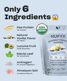 NUFYX guisantes amarillos en campo estadounidense, origen orgánico garantizado