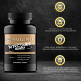 Nugenix bote junto a una mano para comparar tamaño y dosis