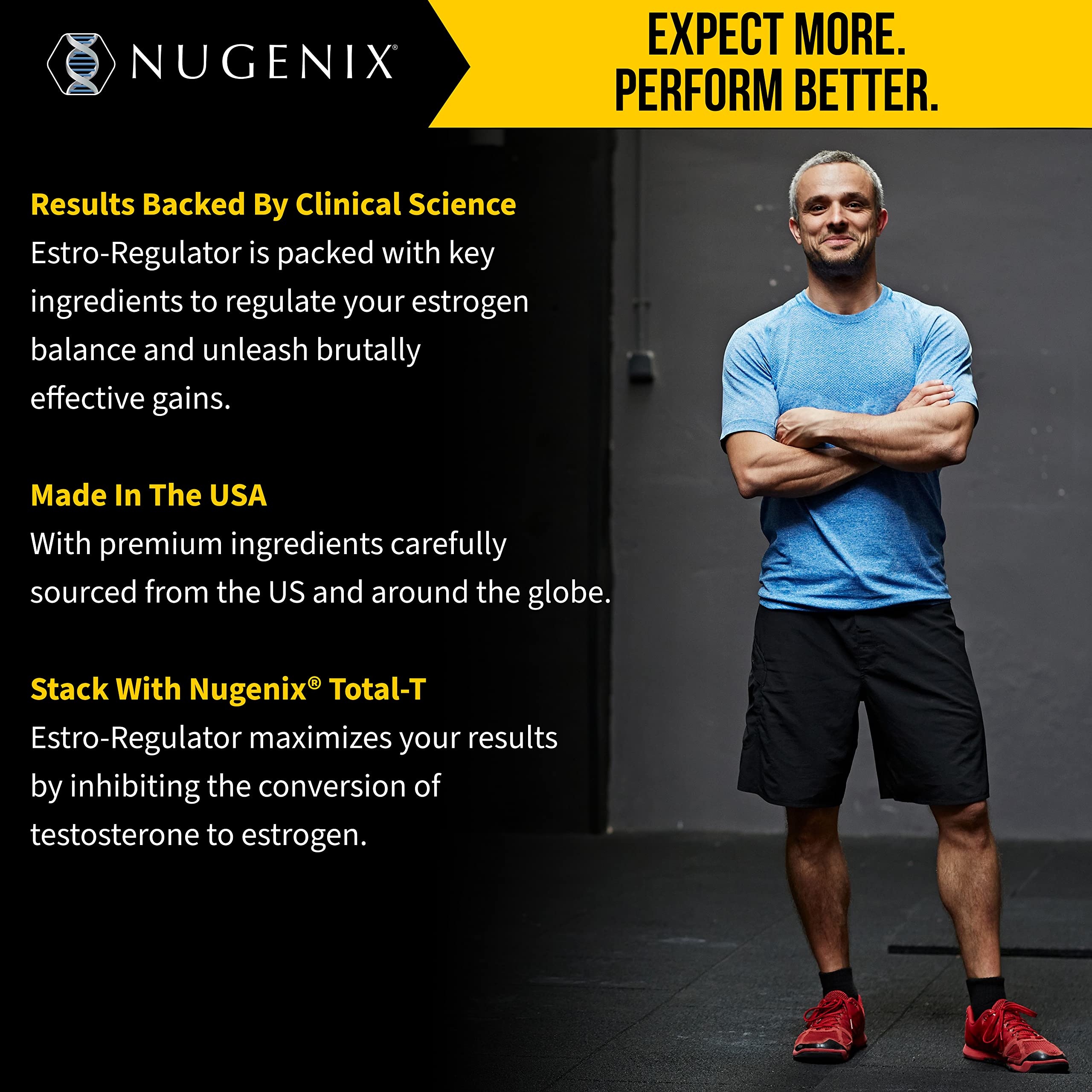 Nugenix Estro-Regulator cápsula en mano para mostrar tamaño y facilitar dosificación