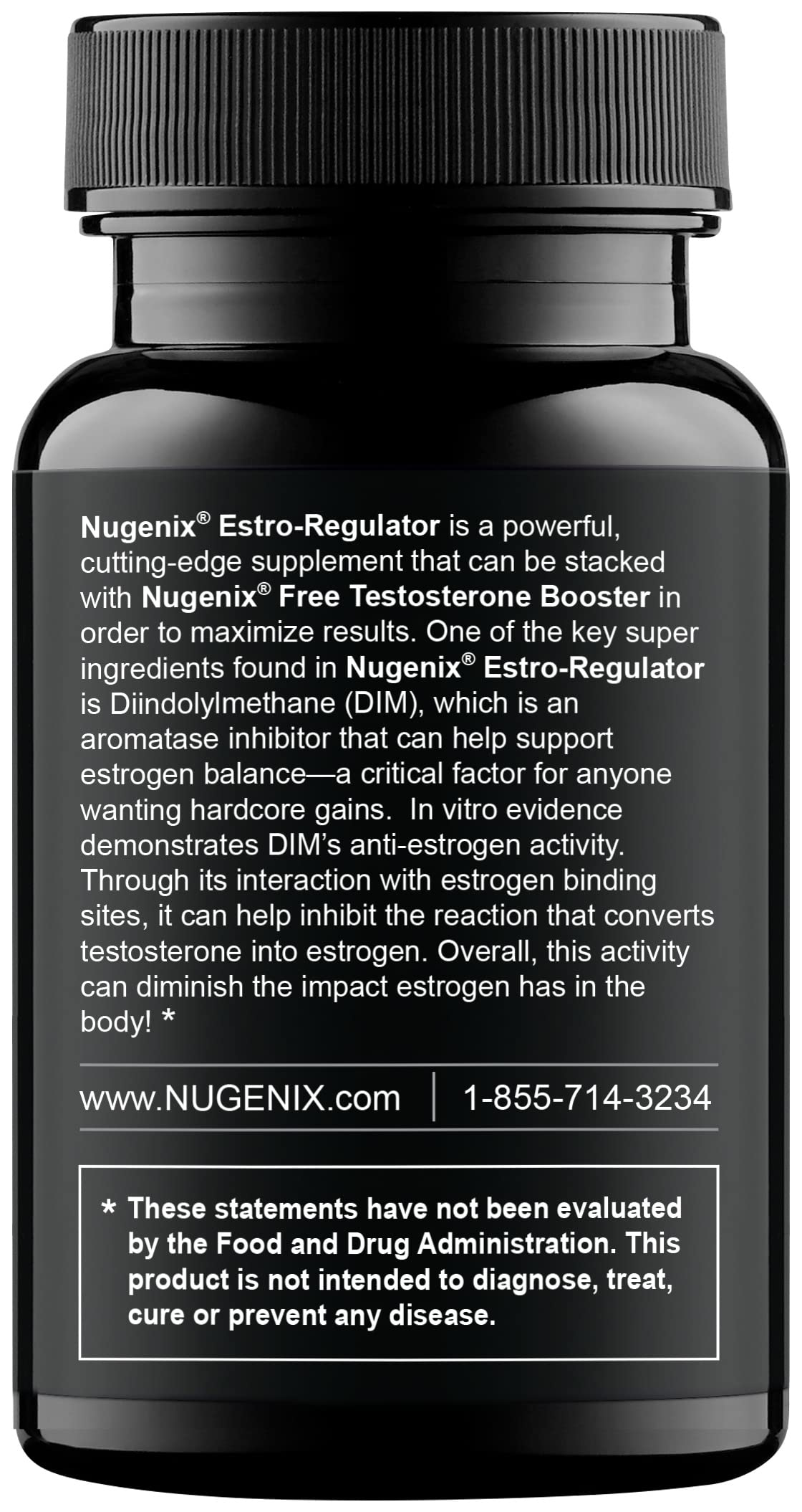 Nugenix Estro-Regulator etiqueta con ingredientes y detalles de fabricación segura