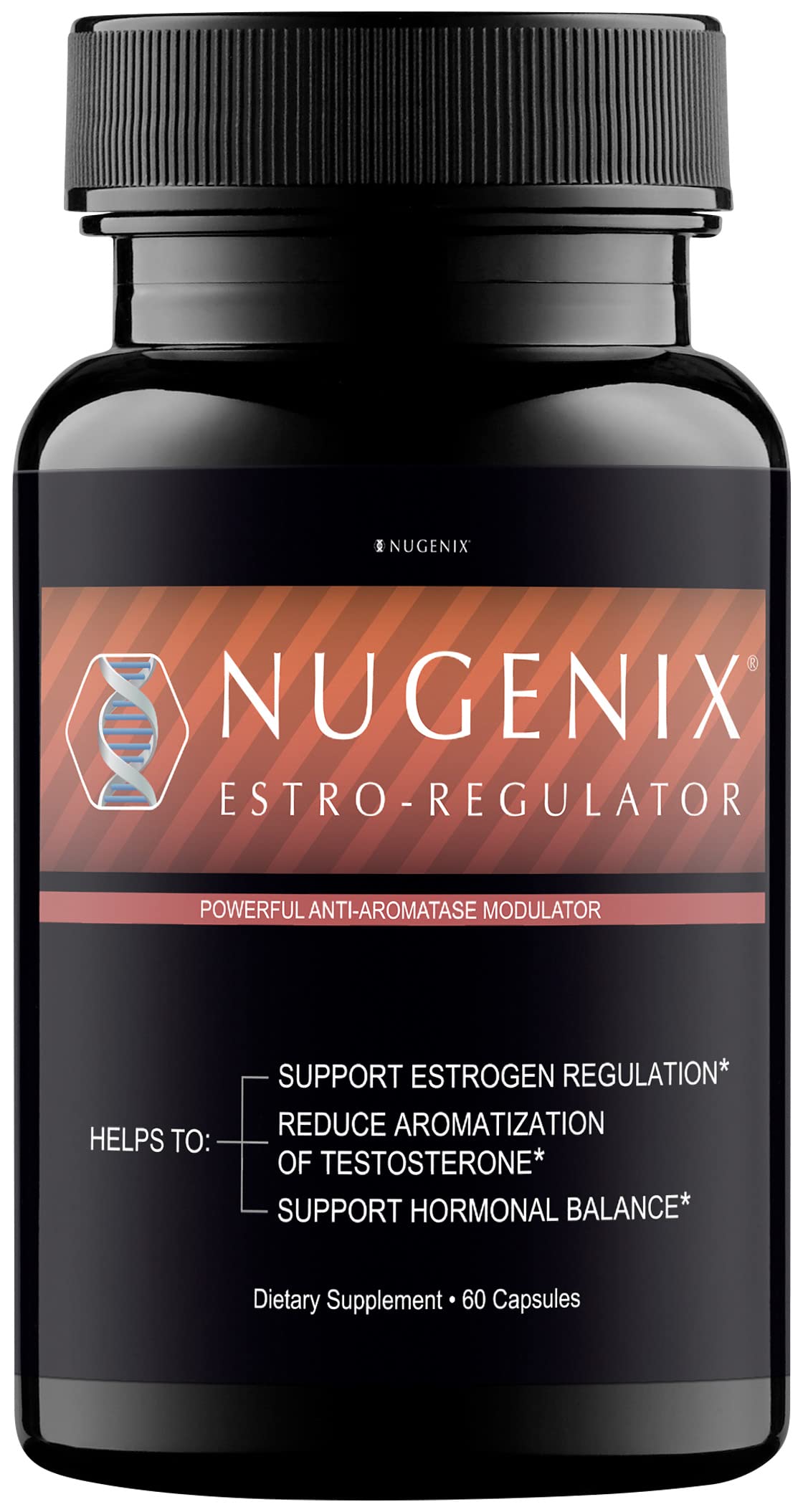 Nugenix Estro-Regulator envase frontal mostrando presentación y beneficio de regulación hormonal