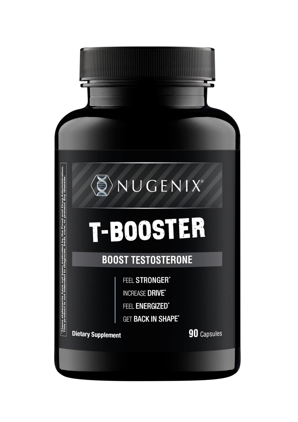 Nugenix frasco frente mostrando presentación y 90 cápsulas, favorece la energía