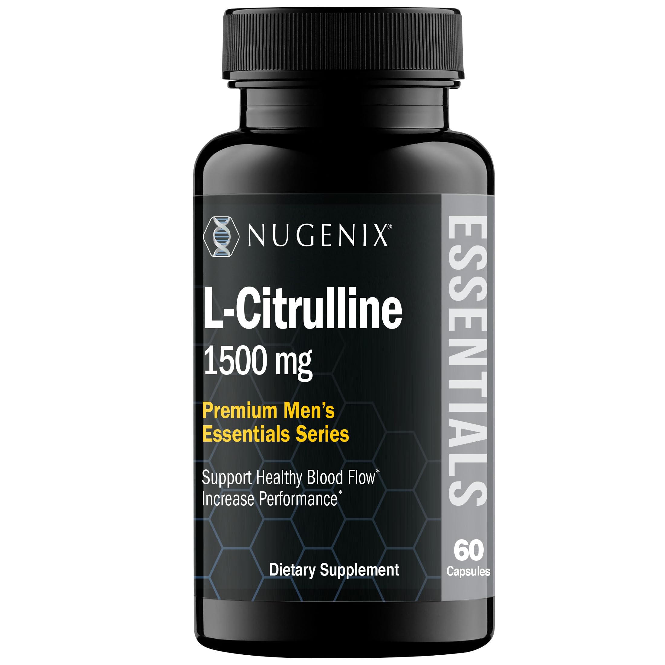 Nugenix envase frontal mostrando concentración y beneficio de rendimiento