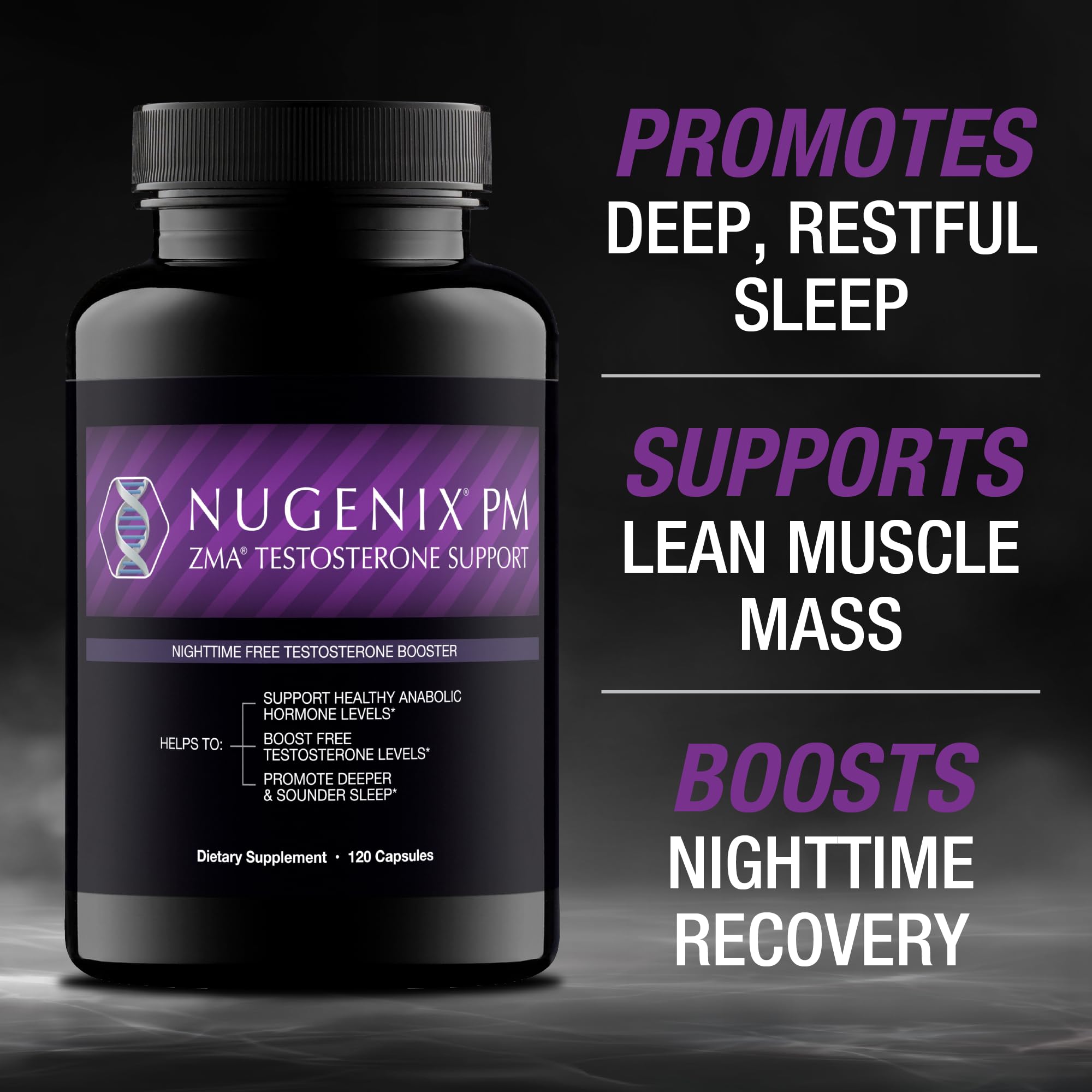 Nugenix PM ZMA primer plano de cápsulas para ver textura y calidad