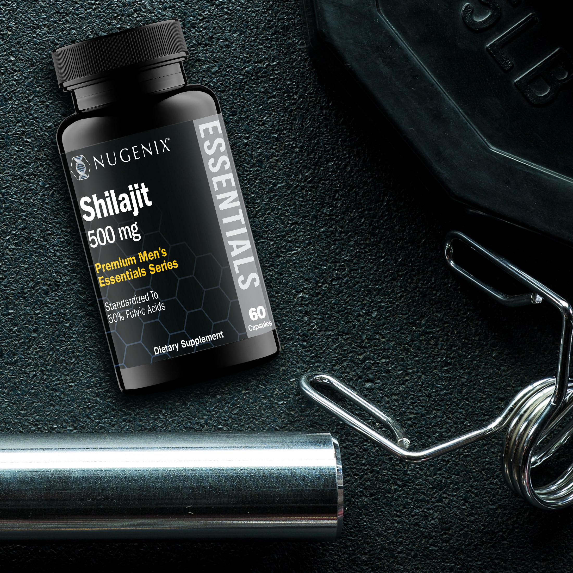 Nugenix cápsulas junto a accesorios de estilo de vida activo