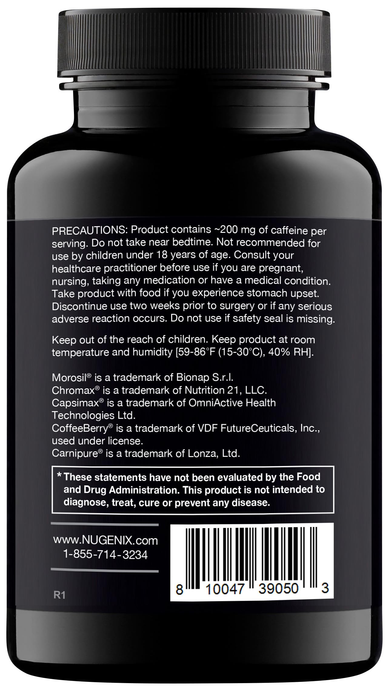Nugenix Thermo etiqueta con ingredientes clave y respaldo científico