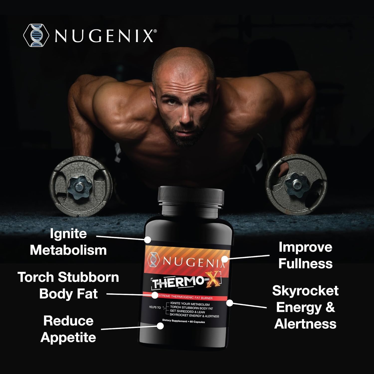 Hombre tomando Nugenix Thermo-X antes de entrenar para energía mejorada