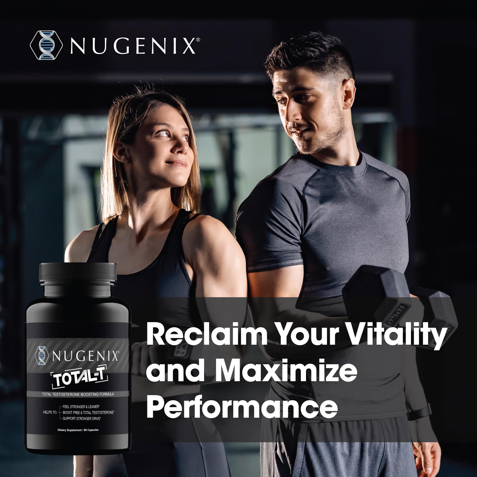 Nugenix Total-T cápsulas en mano mostrando dosis práctica para uso diario
