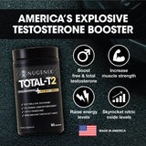 Nugenix Total-T2 cápsulas en mano para visualizar dosis y conveniencia