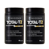 Nugenix Total-T2 frente del envase mostrando fórmula y beneficios