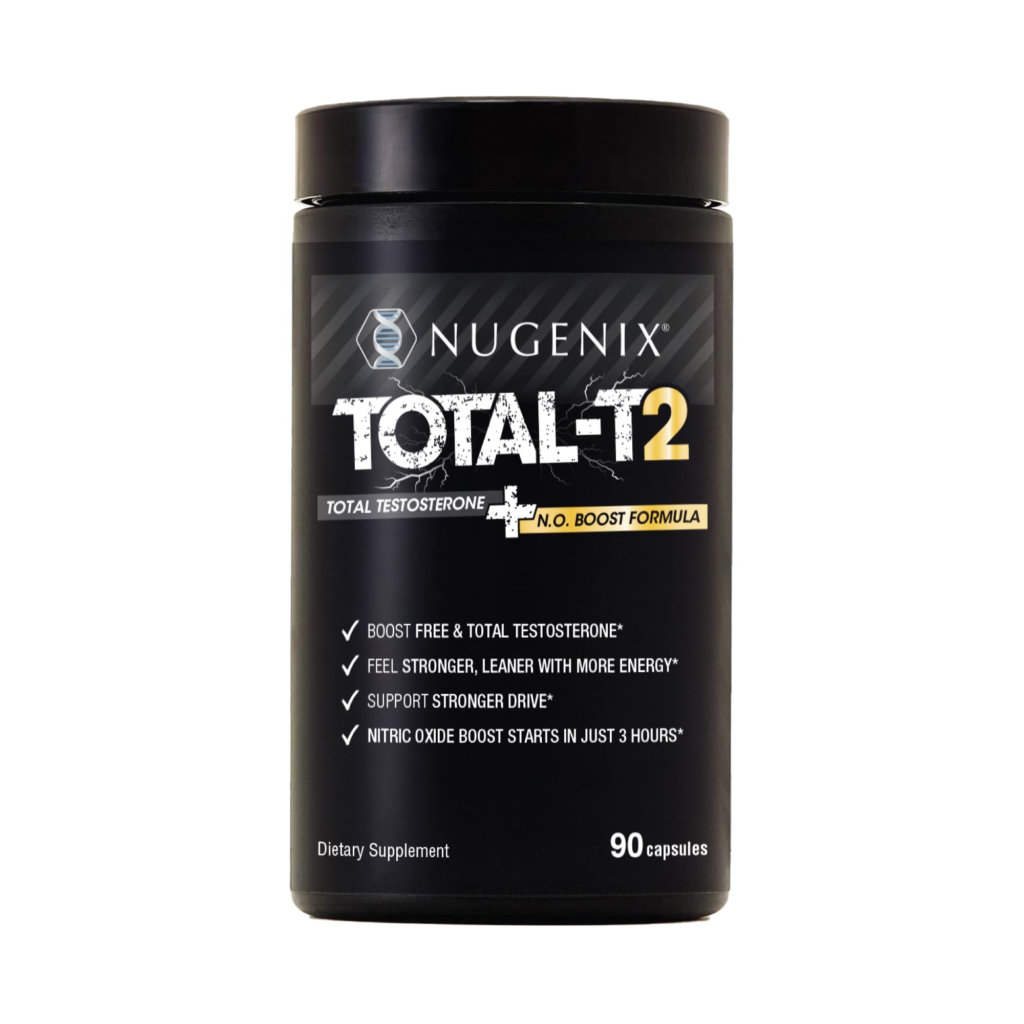 Nugenix Total-T2 frontal mostrando envase y beneficio de soporte hormonal