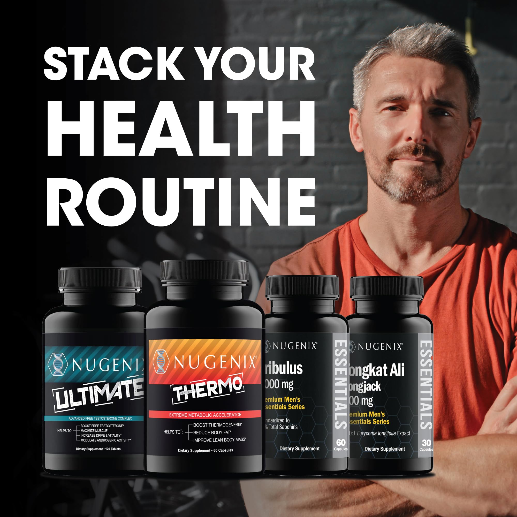 Etiqueta de Nugenix Total-T2 con ingredientes clave y respaldo clínico
