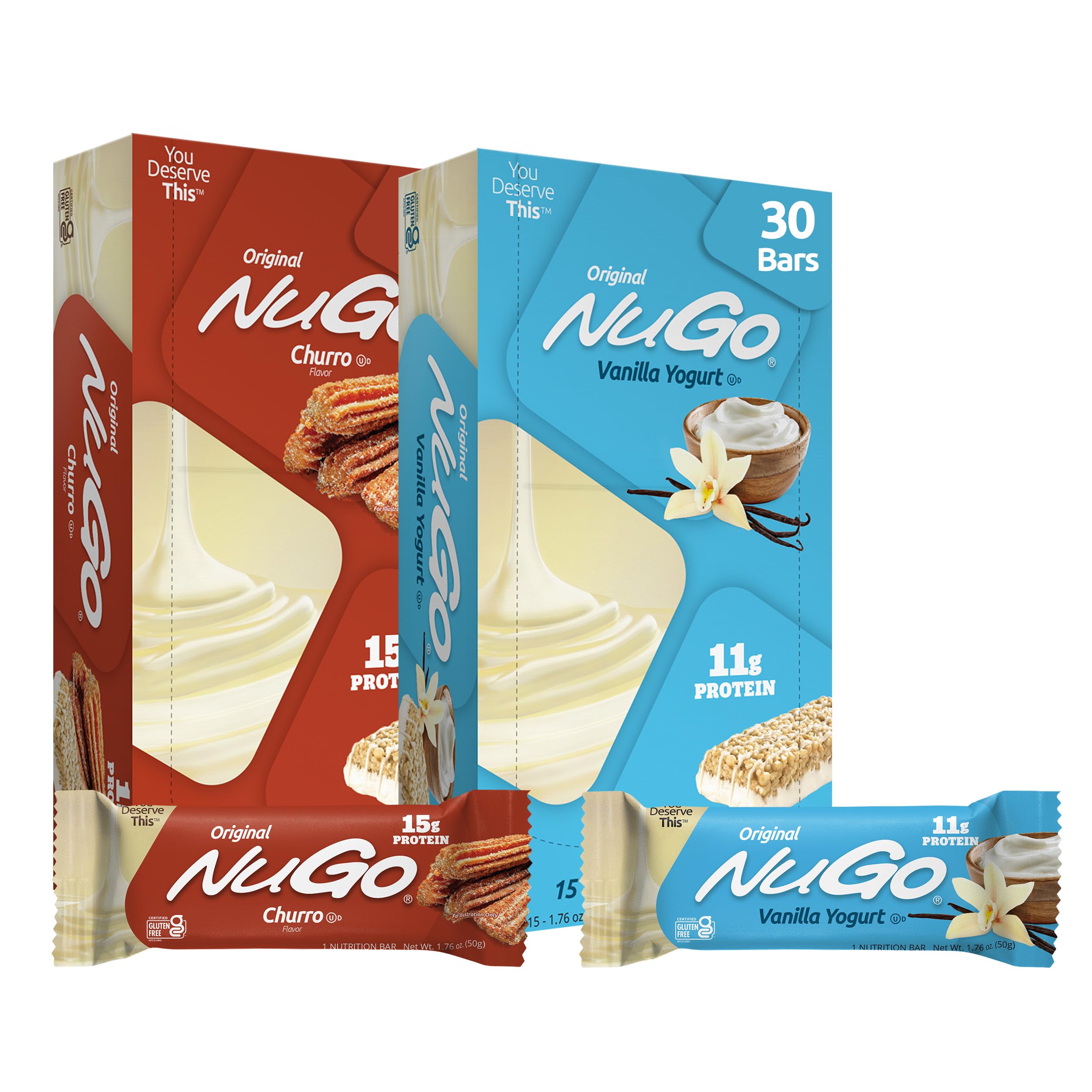 NuGo barrita frontal mostrando envoltorio y beneficio proteico