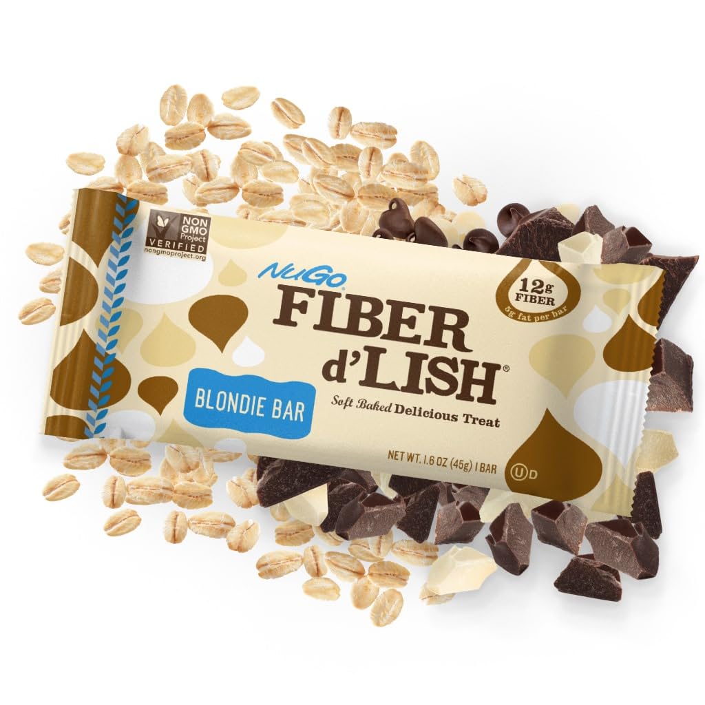 NuGo Blondie ambientada con bolso ideal para snack saciante fuera de casa