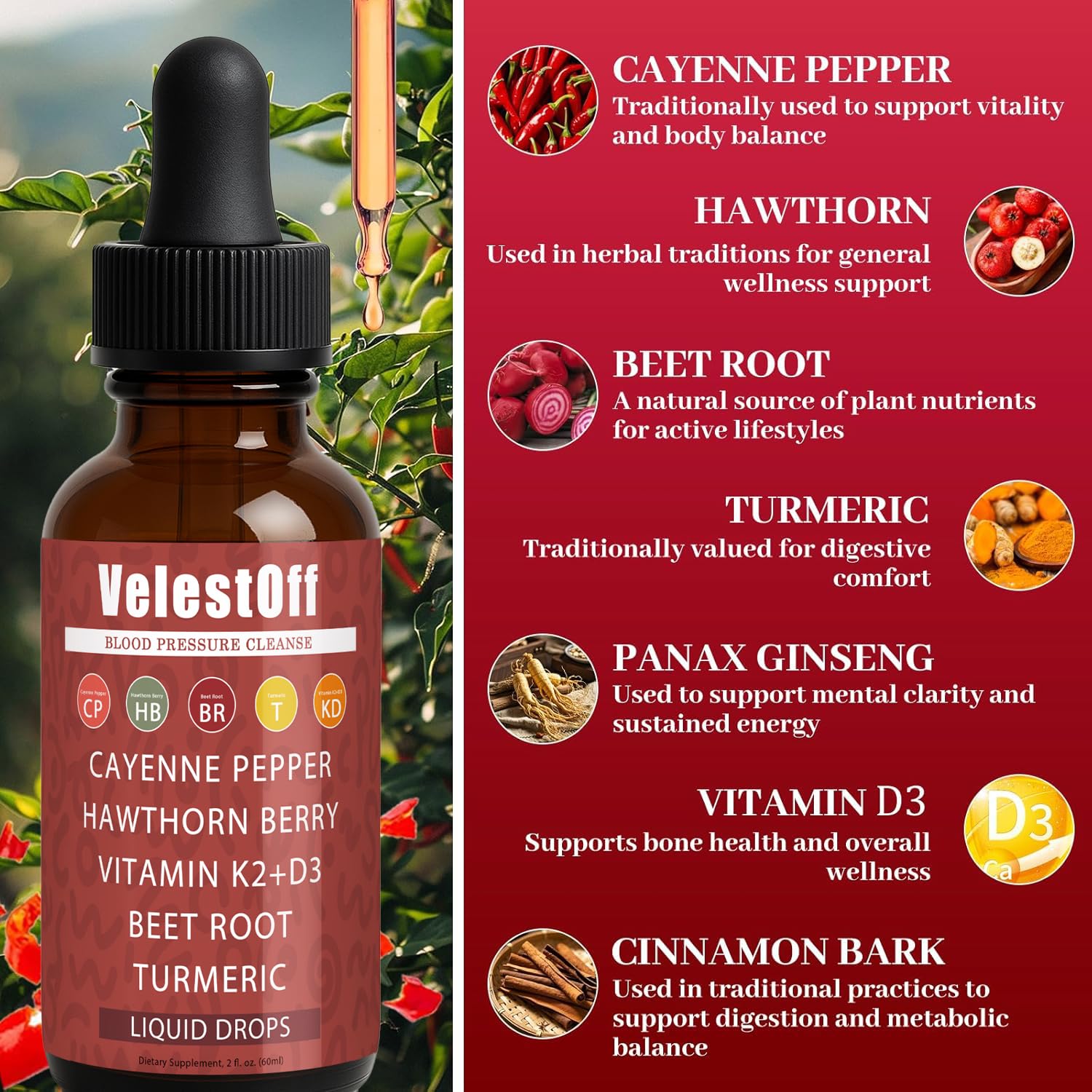 Nukupuns etiqueta con lista de ingredientes y beneficios visibles en botella