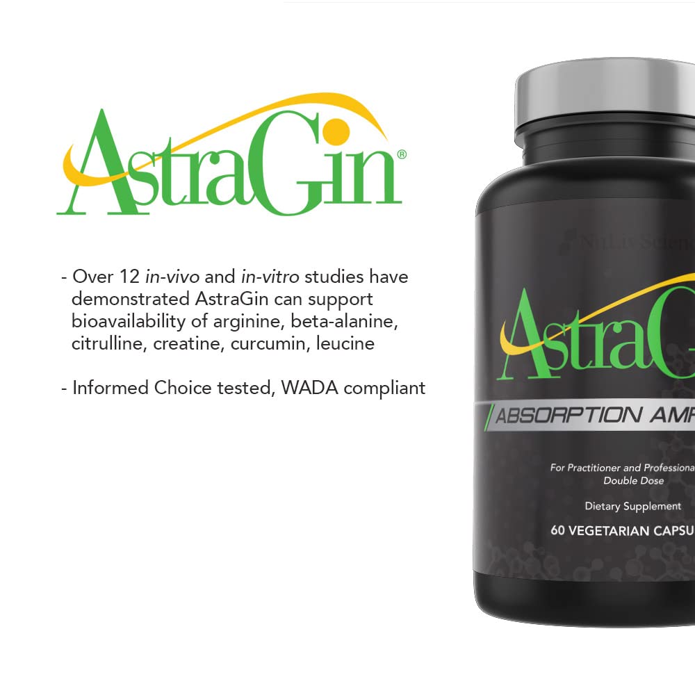 Nuliv Science AstraGin mostrando combinación con pre-entreno, ventaja de mayor absorción