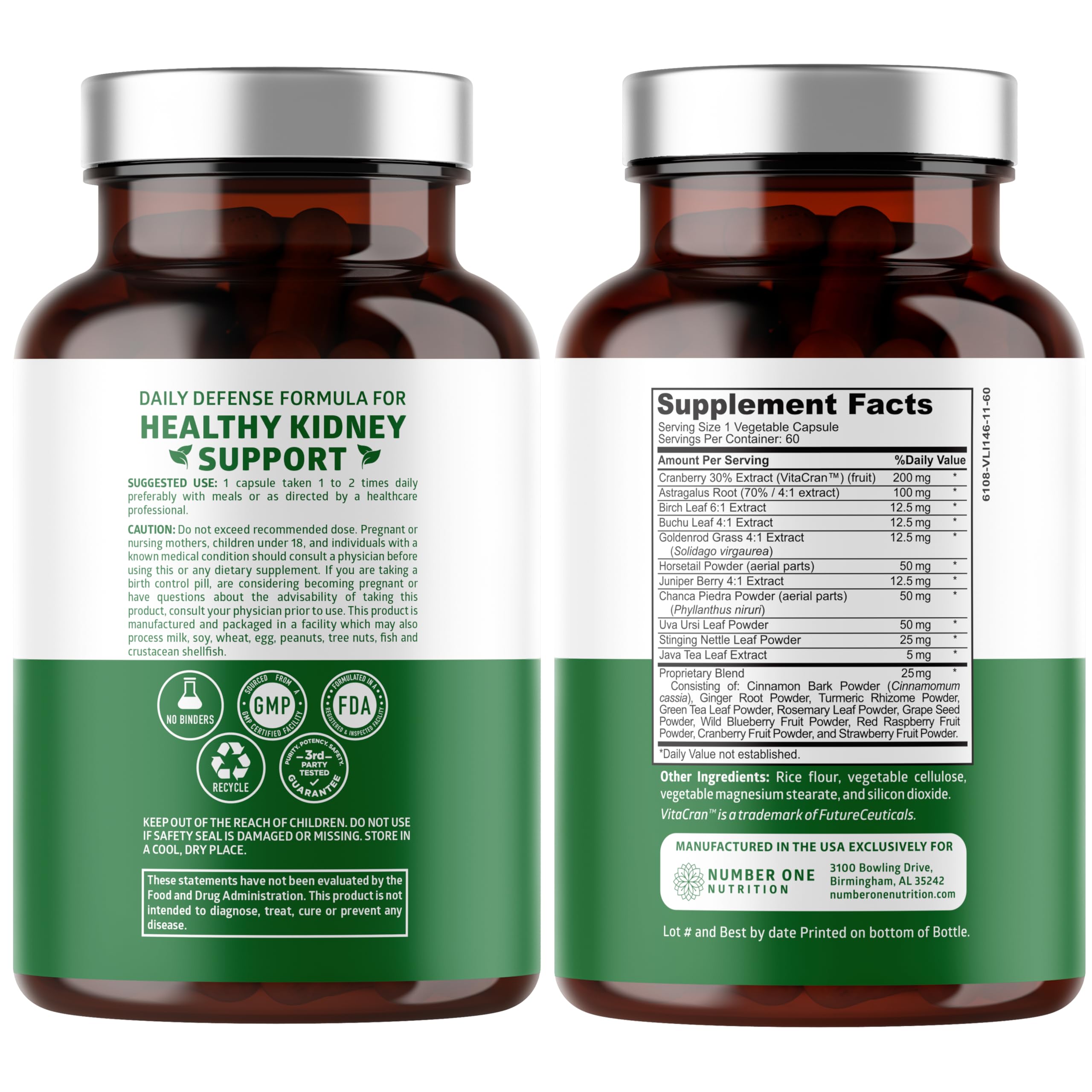 Number One Nutrition cápsula vegetal en primer plano, fácil de tragar