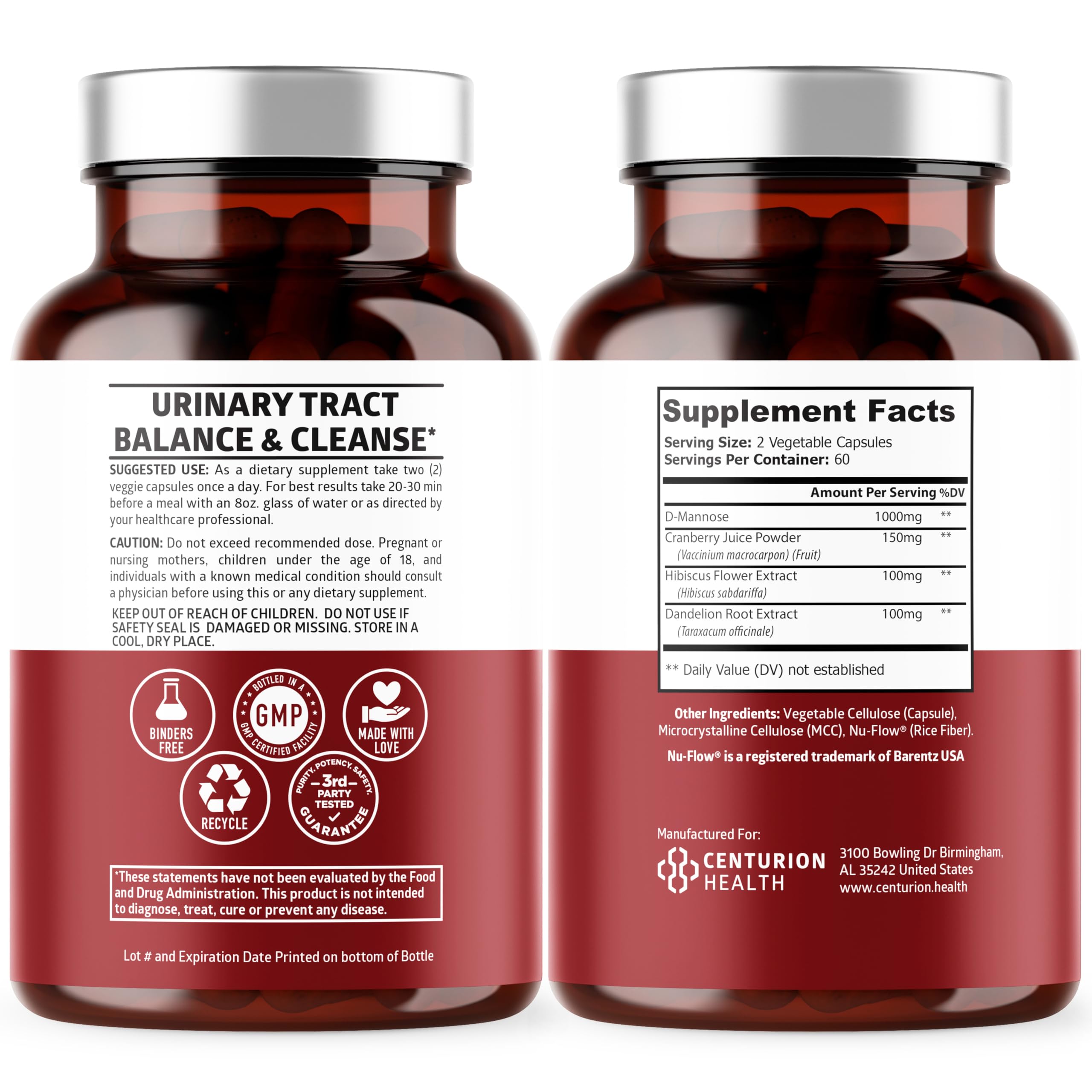 Number One Nutrition cramberry hibisco y diente de león agrupados como apoyo botánico